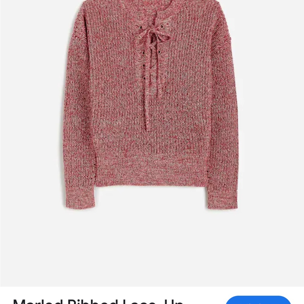 Madewell Pink Marled Lace-Up Sweater